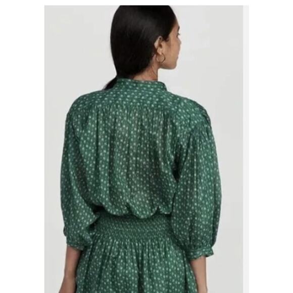 REBECCA TAYLOR Ikat Fleur Smocked Cotton Shirt Dress Size Medium - Picture 3 of 6